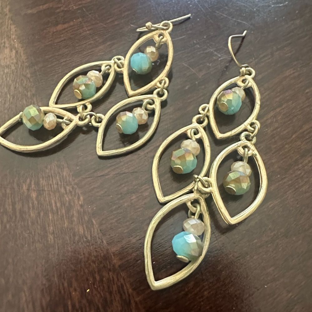 Unbranded Tiered & Beaded Gold Earrings